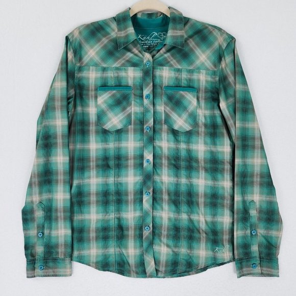 Kuhl Tops Kuhl Shirt Women Medium Green Plaid Button Down Long